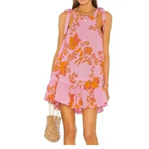 Free People Pink and Orange Floral Dress